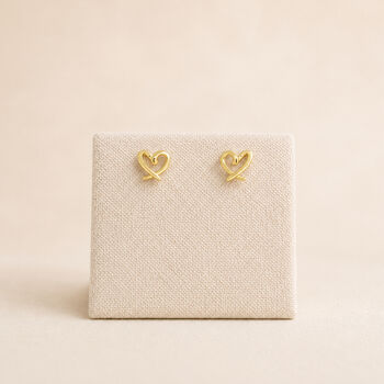 5mm Gold Plated Sterling Silver Paloma Open Heart Stud Earrings, 3 of 4