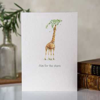 Recycled 'Aim For The Stars' Giraffe Motivational Card, 2 of 3