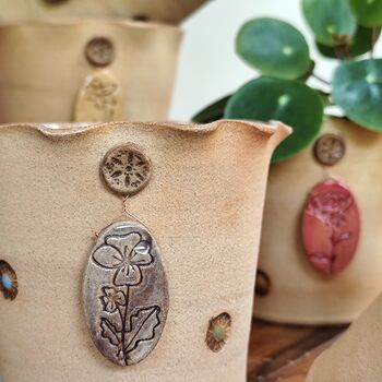 Birth Flower Pottery Plant Pot Gift Handmade Planter, 8 of 10