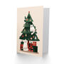 Decorated Xmas Tree With Two Cats And Presents Christmas Card, thumbnail 2 of 4