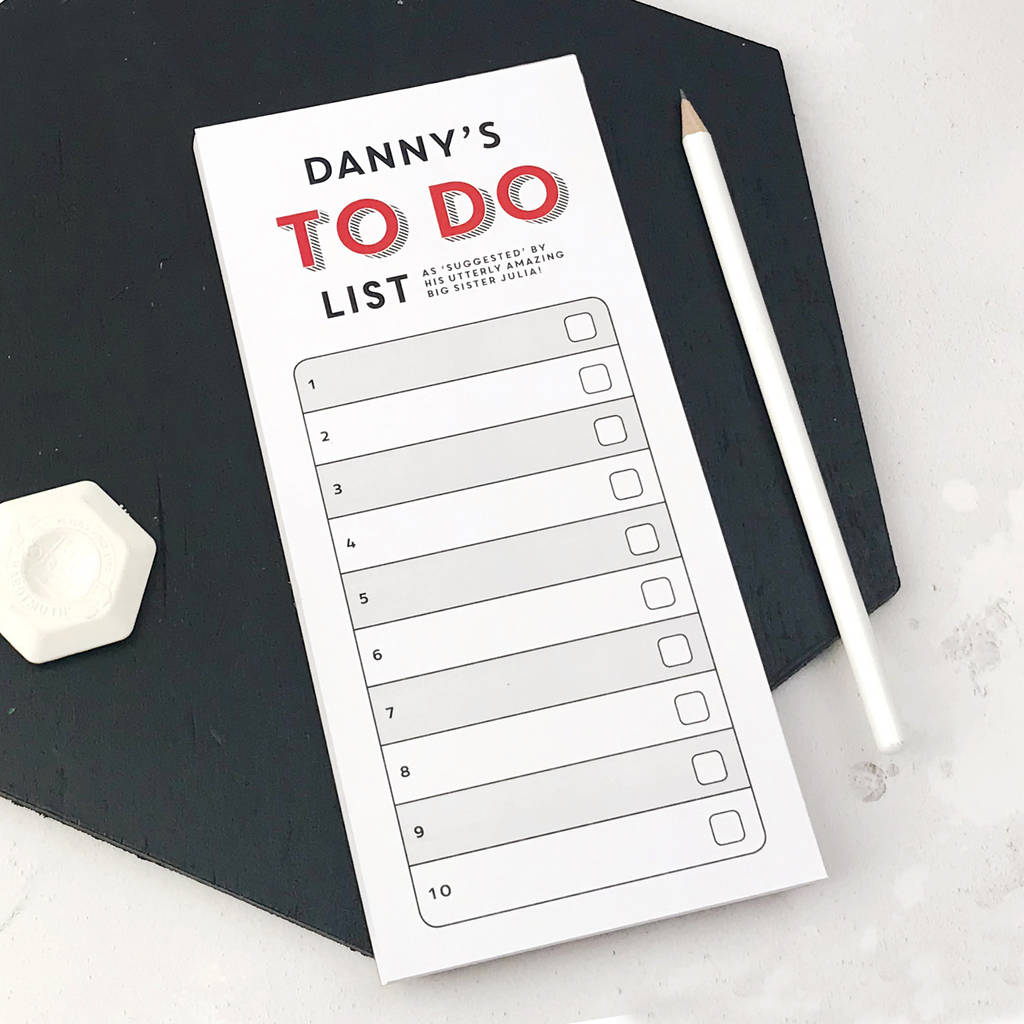 Personalised 'To Do' List Notepad By XOXO | notonthehighstreet.com