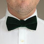 Mens Green Velvet Bow Tie And Pocket Square, thumbnail 1 of 6