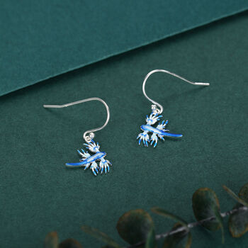 Sterling Silver Blue Sea Dragon Drop Earrings With Hooks, 4 of 10