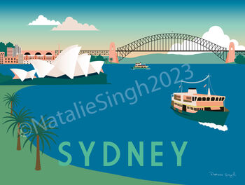 Sydney Harbour Retro Art Print, 4 of 4