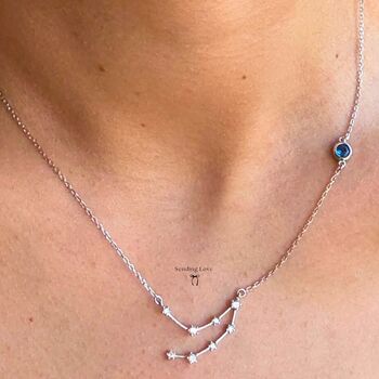Capricorn Zodiac Necklace With Capricorn Birthstone, 2 of 4