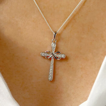 Sterling Silver Infinity Cross Necklace, 2 of 12