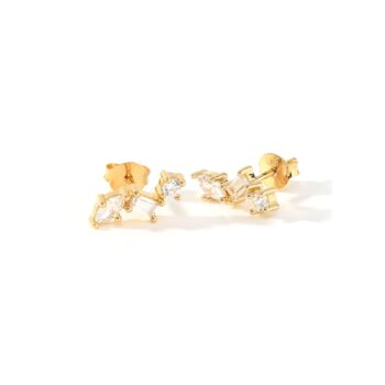 Gold Plated Cubic Zirconia Scatter Stud Earrings, 2 of 5