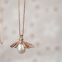 Rose Gold Pearl Bee Pendant, thumbnail 5 of 6