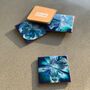 Sapphire Galaxy Bloom Wood Coasters | Set Of Two/Four, thumbnail 1 of 7