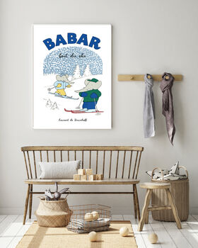 Babar The Elephant Skiing Nursery Print, 3 of 3