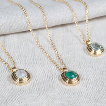 California Cushion Blue Topaz Gold Plated Necklace, 3 of 6