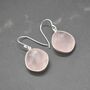 Rose Quartz Silver Square Teardrop Earrings, thumbnail 3 of 8