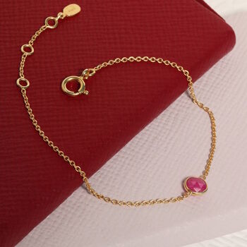 18ct Gold Vermeil Birthstone Gemstone Chain Bracelet, 2 of 10