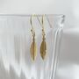 Mini Yellow Gold Feather Earrings, When Feathers Appear, thumbnail 1 of 4