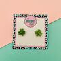 Green Clover Glitter Stud Earrings, thumbnail 5 of 5