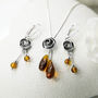 Sterling Silver Amber Rose Necklace, thumbnail 4 of 5