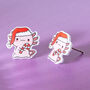 Festive Axolotl Resin Christmas Earrings, thumbnail 4 of 5