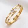 18k Gold Plated Double Band Clover Bangle Bracelet, thumbnail 1 of 2