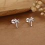 Palm Tree 16 G Flat Back Earrings In Sterling Silver, thumbnail 1 of 11