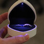 Illuminated White Heart Double Wedding Ring Box, thumbnail 7 of 9