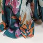 Autumn Leaves Print Scarf In Teal, thumbnail 3 of 3