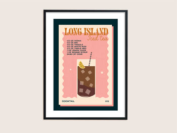 Retro Long Island Iced Tea Cocktail Print, 3 of 4