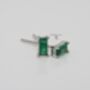 Silver Emerald Cz Stud Earrings, thumbnail 5 of 6