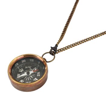 Engraved Bronze Compass Necklace Gift, 8 of 12