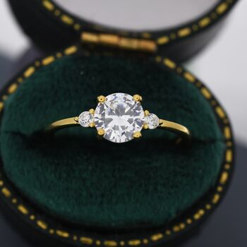 One Carat Cz Ring In Sterling Silver Plain Ring Band, 8 of 11