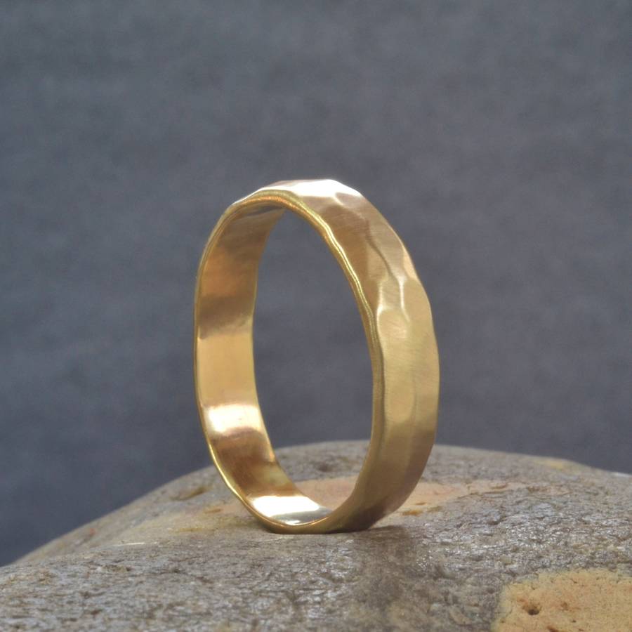 Handmade Gold Hammered Wedding Ring By muriel & lily ...