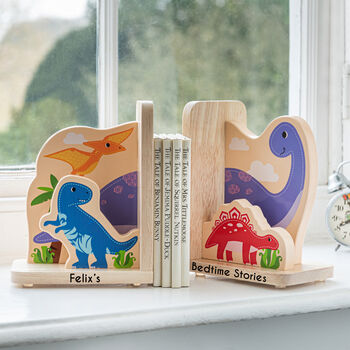 Personalised Wooden Dinosaur Bookends, 2 of 3