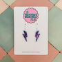 Small Purple Glitter Lightning Earrings – Bold Handmade Sparkle, thumbnail 1 of 4