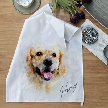 Personalised Your Dog Photo Portrait Tea Towel, 2 of 11