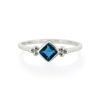 Divinity Princess Blue Topaz Ring Silver Or Gold Plated, 7 of 11