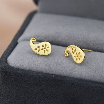 Sterling Silver Paisley Pattern Stud Earrings, 3 of 12