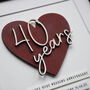 Personalised 40 Years Ruby Wedding Anniversary Wooden Heart Print, thumbnail 2 of 4