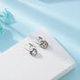 Sterling Silver Schrodinger's Cat Asymmetric Huggie Hoop Earrings, thumbnail 3 of 11