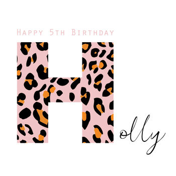 Happy Birthday Initial Leopard Print Greeting Card, 8 of 12