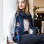 Personalised Navy Scarf With An Embroidered Flower, thumbnail 2 of 6