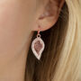 Rose Gold Plated Crystal Encrusted Small Leaf Earrings, thumbnail 3 of 3