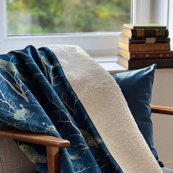 Luxury Super Soft Sherpa Throw Blanket Peacock Blue, 4 of 4