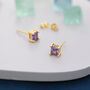 Princess Cut Amethyst Purple Stud Earrings, thumbnail 7 of 12