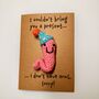 Funny Party Worm Crochet Birthday Card Handmade, thumbnail 7 of 10
