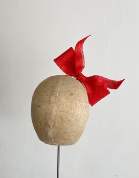 Sculptural Red Bow Fascinator 'Ava', 5 of 11
