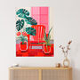 Hothouse Flowers Bright Red Pink Plants Wall Art Print, thumbnail 1 of 6