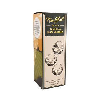 Set Of Three Golf Ball Shot Glasses 'Nice Shot' | Gift Boxed | Golf Enthusiast | Golf Gift, 5 of 5
