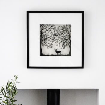 Framed Papercut Stag In The Forest Art, 5 of 6