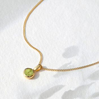 August Birthstone Peridot Gold Plated Charm Necklace, 2 of 10