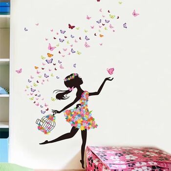 Fairy Girl Butterflies Wall Vinyl Decor, Two Designs, 3 of 10