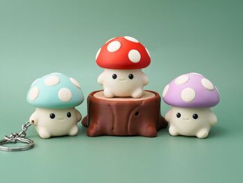 Cute Mushroom Fidget Clicker Keychain | 3D Printed Toadstool Stress Reliver | Kawaii Desk Mechanical Switch Clicker | Cottagecore Gift, 4 of 6